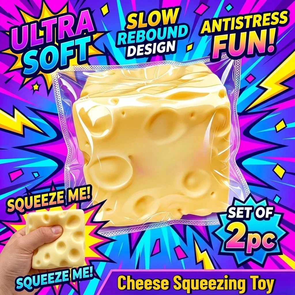 2PC Soft Squeeze Mini Cheese Toy, Simulating Food Cheese Models. Cute and Lovely, Great Toy House, Dining Table Decoration, Ideal Gift for All Holidays. Random Colors, Popular Birthday Gifts for Boys and Girls