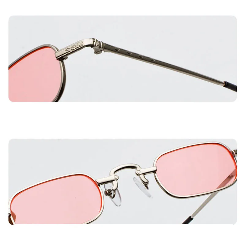 2Pcs Retro Punk Glasses Clear Square Sunglasses Female Retro Sunglasses Men Metal Frame - Black + Black Gray & Pink + Silver