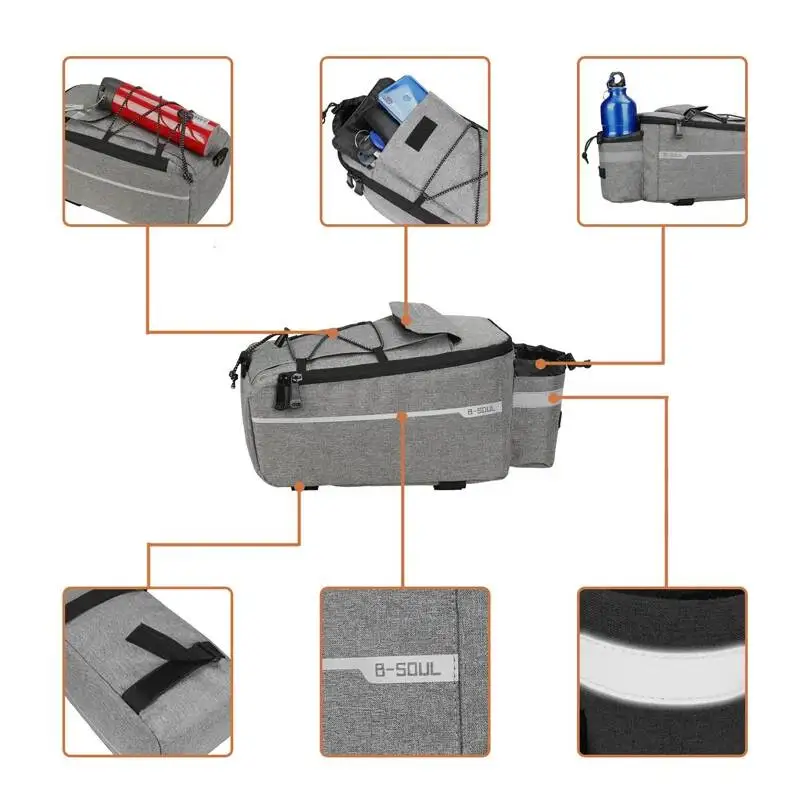 Waterproof Bike Rear Seat Bag Large Capacity Multi functional Shoulder Bag Wear-Resistant Reflective Bicycle Bag