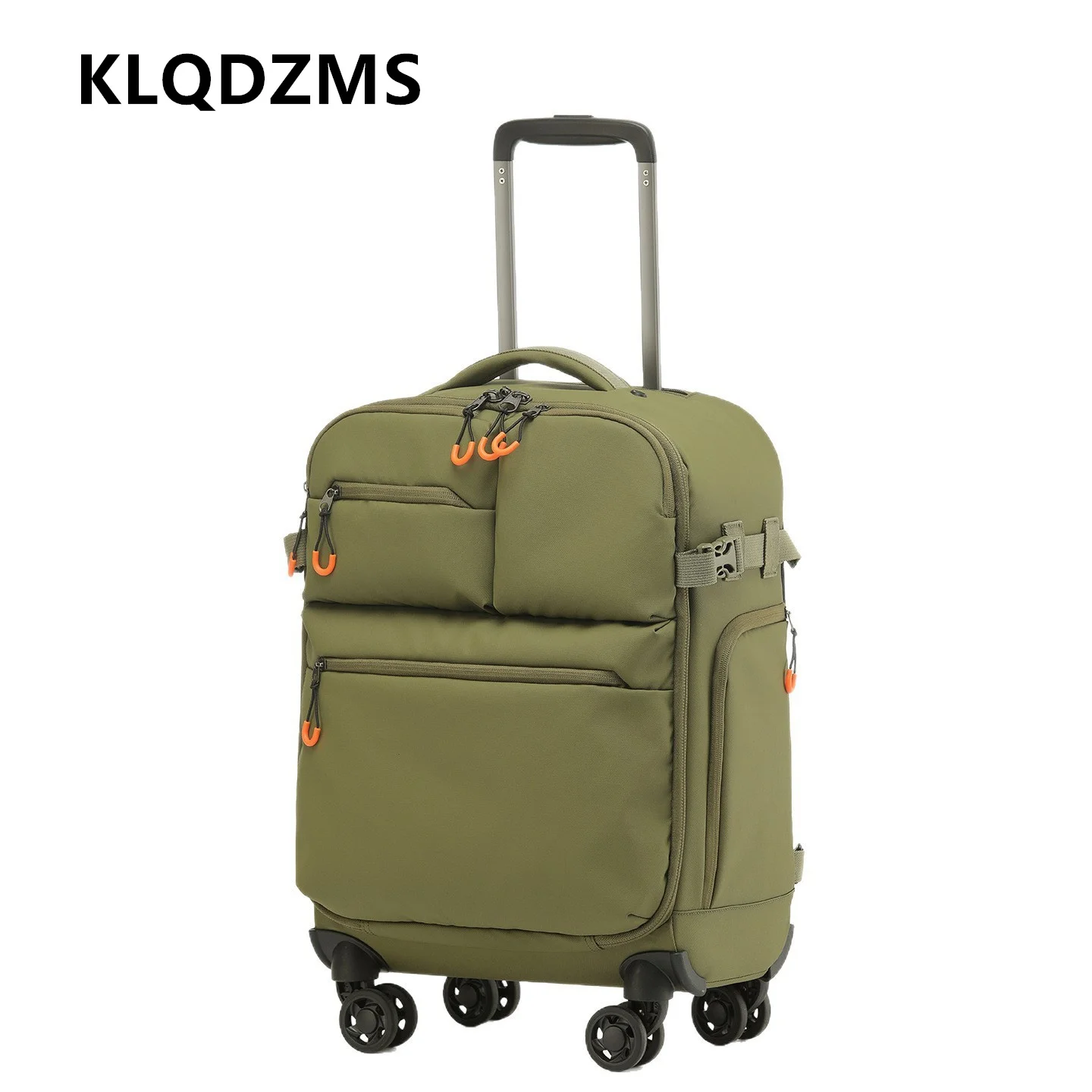 KLQDZMS Men's Suitcase 18 Inch Oxford Cloth Boarding Box Waterproof Trolley Case Cart Type Travel Bag Women's Cabin Luggage