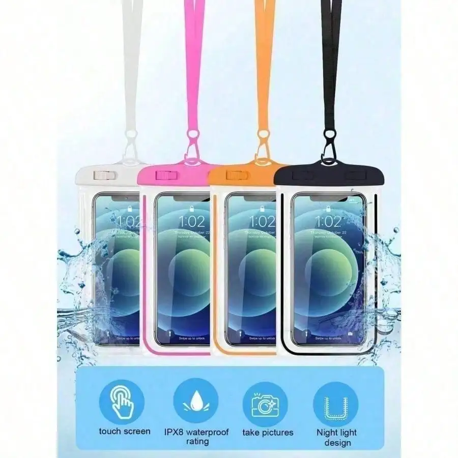 1pc Universal Waterproof Phone Pouch - Fluorescence Waterproof Case Compatible With Iphone 15 14 13 12 11 Pro Max XS Plus Compatible With Samsung Galaxy Cellphone Up To 7.0", Waterproof Cellphone Dry Bag Beach Vacation Essentials For Summer Holiday, Divin
