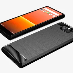 For Sony Xperia 8 lite 8lite xperia8 lite Silicone Case Luxury Carbon Fiber Cover for xperia xa4 Shockproof Matte Back Cases