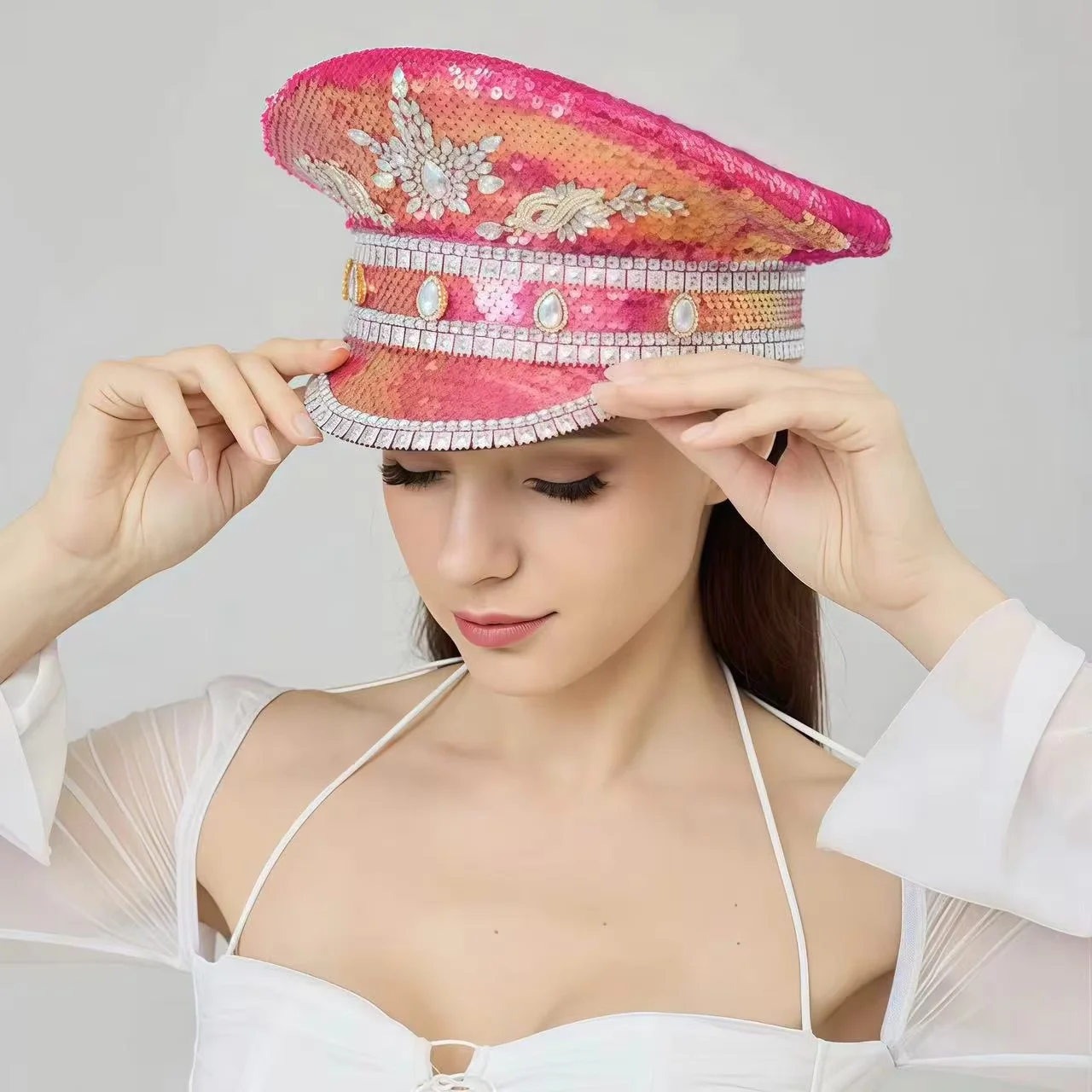 

Капитанская шляпа в стиле стимпанк со стразами для Марди Гра, карнавала, рэв-фестивалей, аксессуары и праздничная шляпа для женщин и мужчин