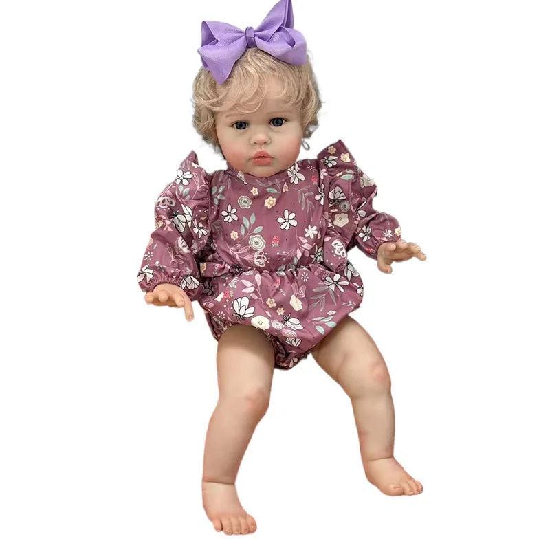 24inch Ellie Toddler Girl Doll  with Short Blonde Hair 60cm High Quality Soft Cotton Accompanying Dolls