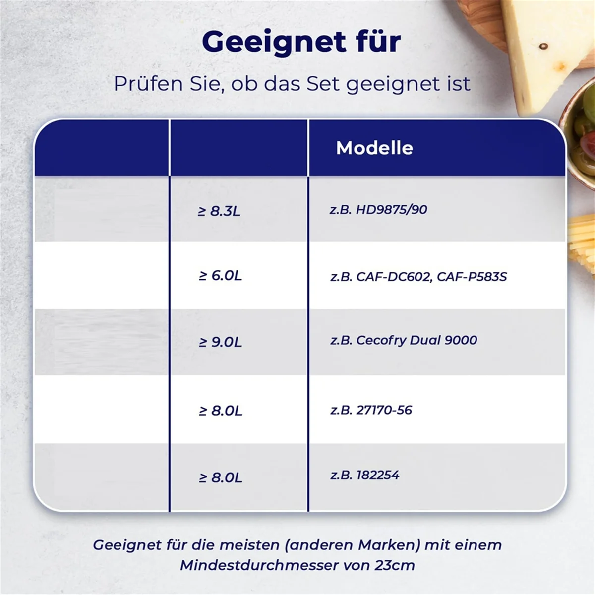 Аксессуары для квадратной аэрофритюрницы EQAZ, 9-дюймовая, для Cosori Ninja Phillips Tower Instant Pot Tefal и т. д., 5,6-8,3 л, аэрофритюрница с глубокой корзиной