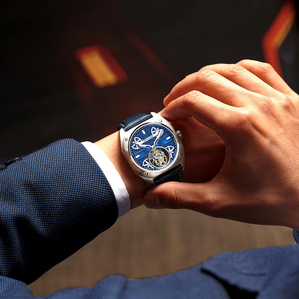 41mm Luxury men's watch Tourbillon Stainless steel waterproof watch Self-developed movement Automatic Mechanical wrist watch view 4