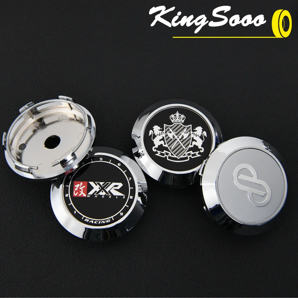 4PCS JDM ENKEI Center Cap Sport Rim Cap 64mm Clip ADVAN Emblem Sticker XXR Wheel Cover Caps Hub Cap Black & Silver