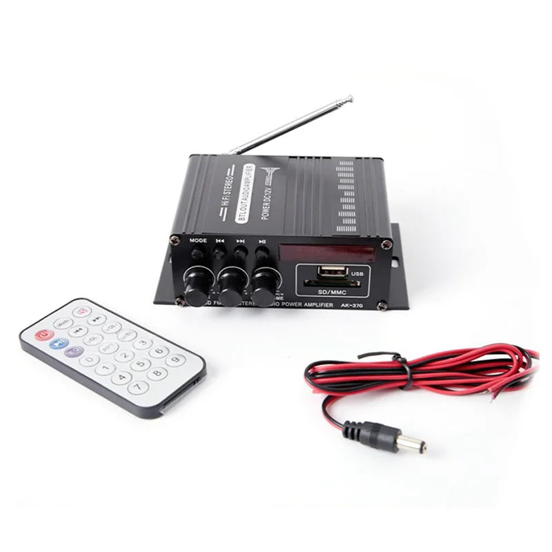 AK370 Home Digital Amplifier Mini Hifi Bluetooth Audio Power Amplifier for SD Card U Disk Aux Speaker Mp3 Stereo Sound