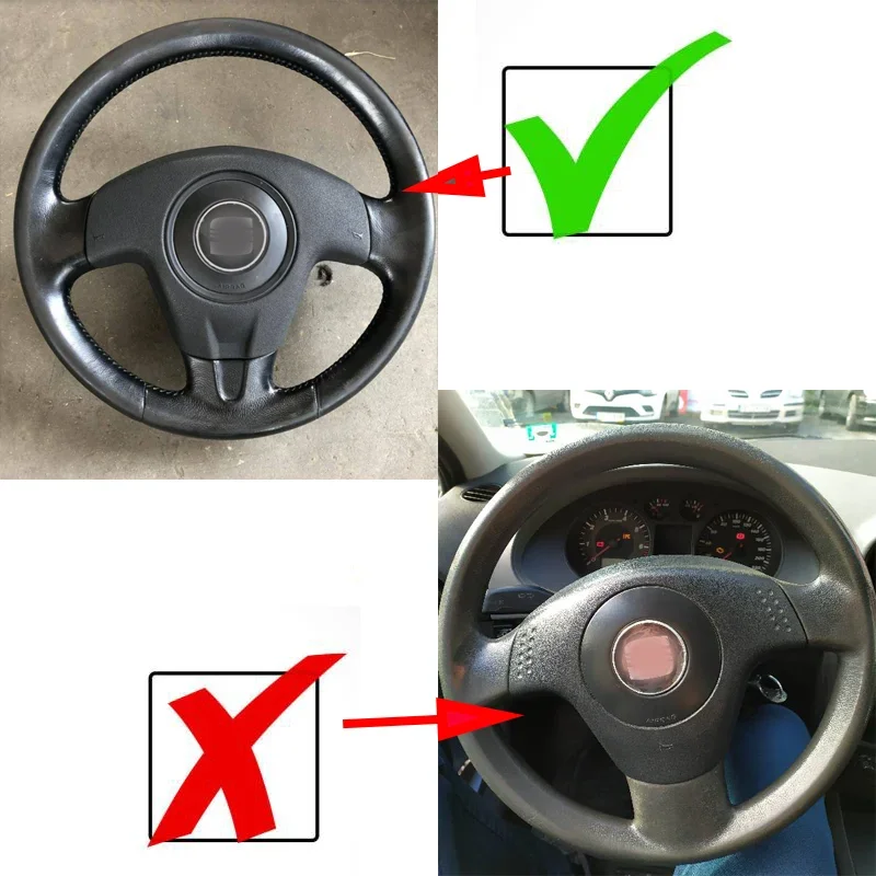 WCaRFun DIY Hand-stitched Black Artificial Leather Car Steering Wheel Cover for Seat Ibiza 2004 2006