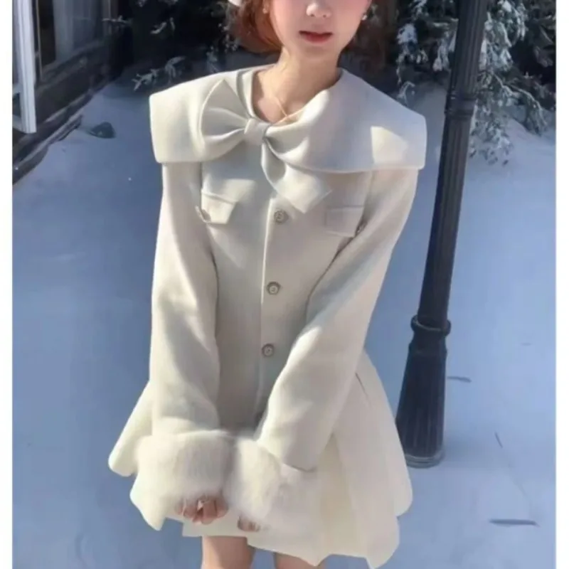 

Милое зимне-осеннее белое платье женское японское однобортное элегантное асимметричное платье в стиле пэчворк из тюля мини-вечерние платья