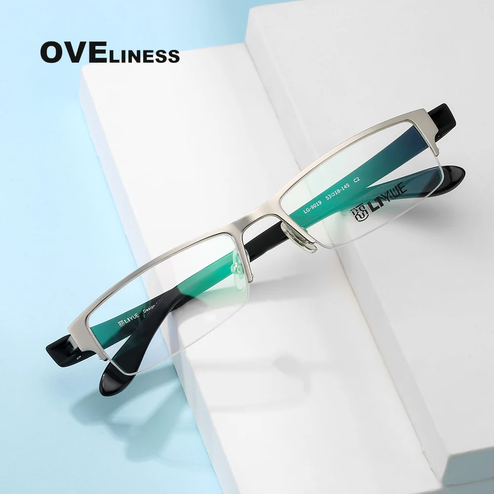 

2022 Square Glasses Frame for Men Optical men's eyeglasses frames Myopia half Metal eyewear male Prescription glasses Spectacles