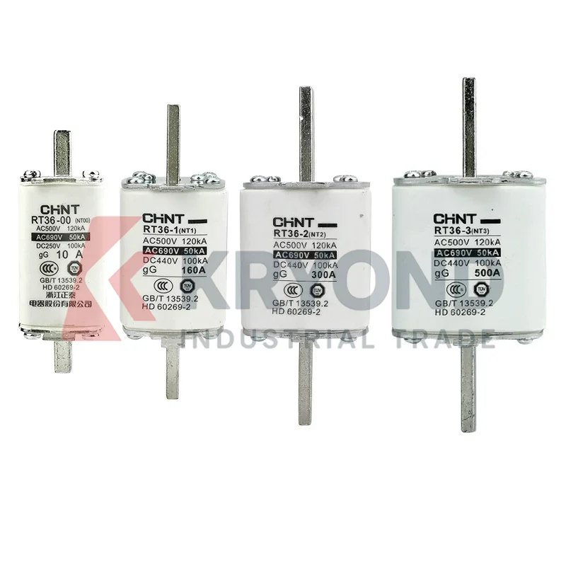 CHINT RT36-00 NT00 HRC Fuse Link 10A-125A Knife Blade Fuse Low Voltage Protection Industrial Power Distribution Control Panel