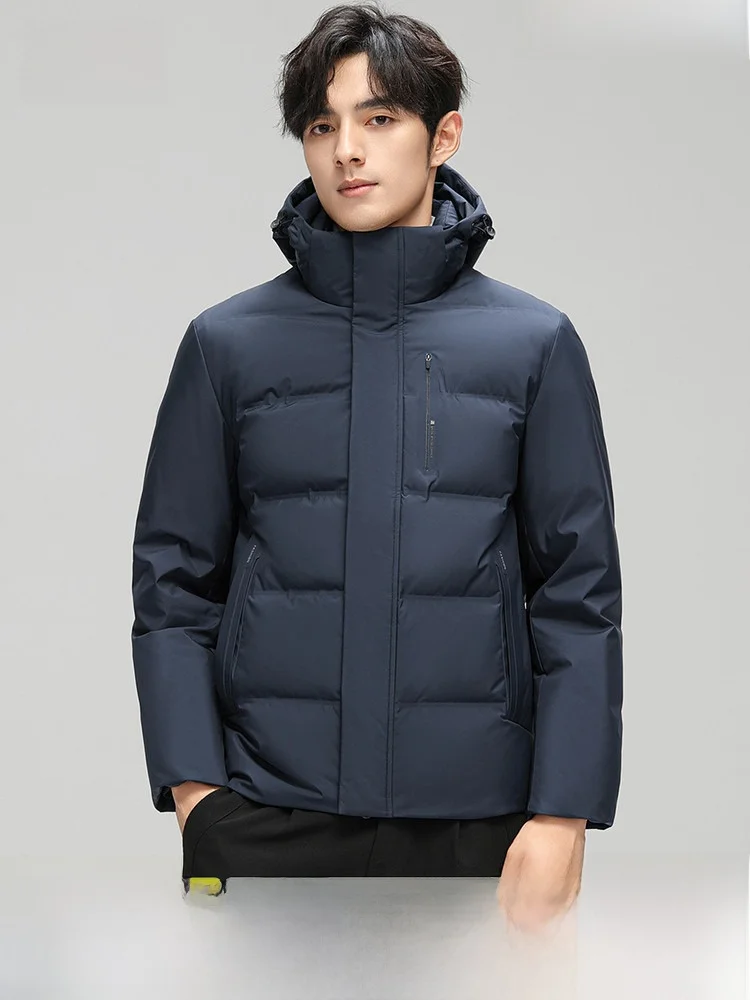 

Snow Flying Men's Casual Short Hooded down Jacket Classic Business Style Fashionable Warm Urban Wear Polyester Fiber Duck down