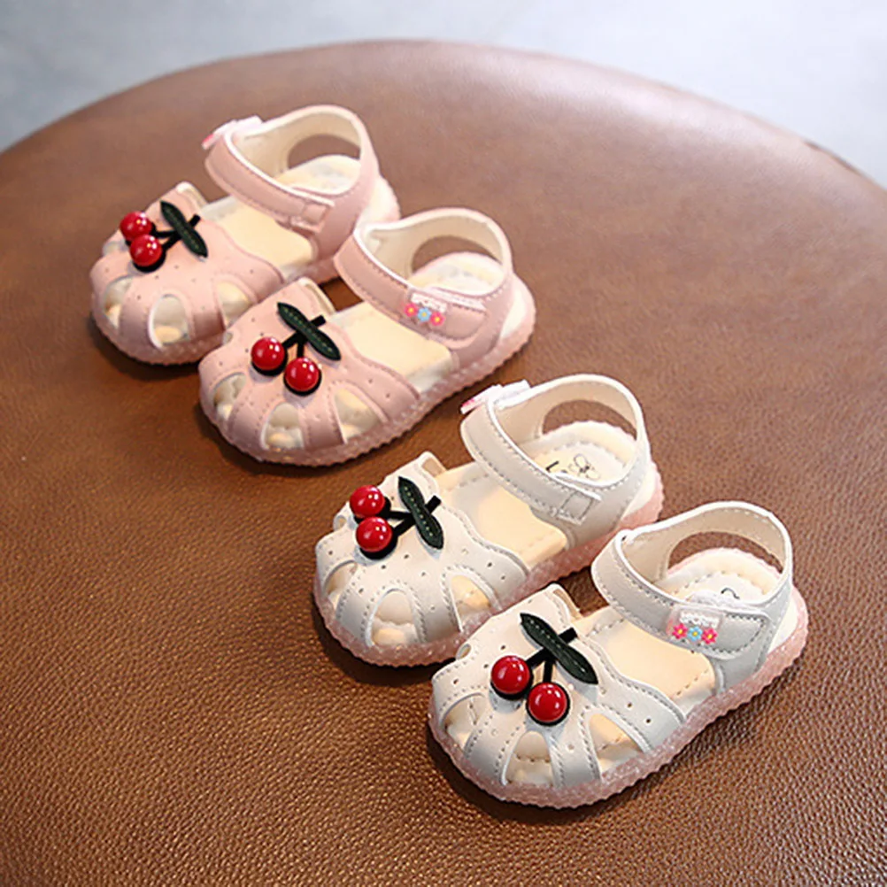 

1Pair Children Sandals Summer Kids Sandals Cherry Pattern Breathable Non-Slip Soft Sole Cute Girls Sandal for Toddler