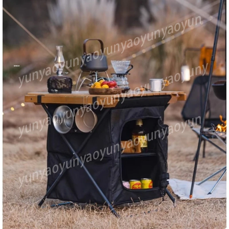 

Outdoor Foldable Locker - Solid Wood Dual-Purpose Table Cabinet, Portable Large-Capacity Storage for Camping
