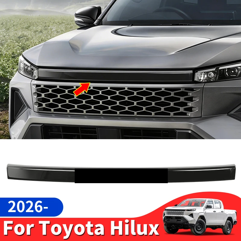 

For 2026 Toyota Hilux Pickup Truck Front Grille Trim Strip Anti-scratch Waterproof Decorative Car Exterior Accessories Mod
