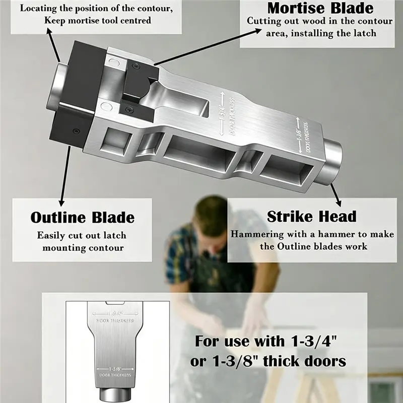 M11K-Universal Chisel Woodworking Door For LATCH Mortise Tool Upgraded Aluminum Alloy Carpentry Projects