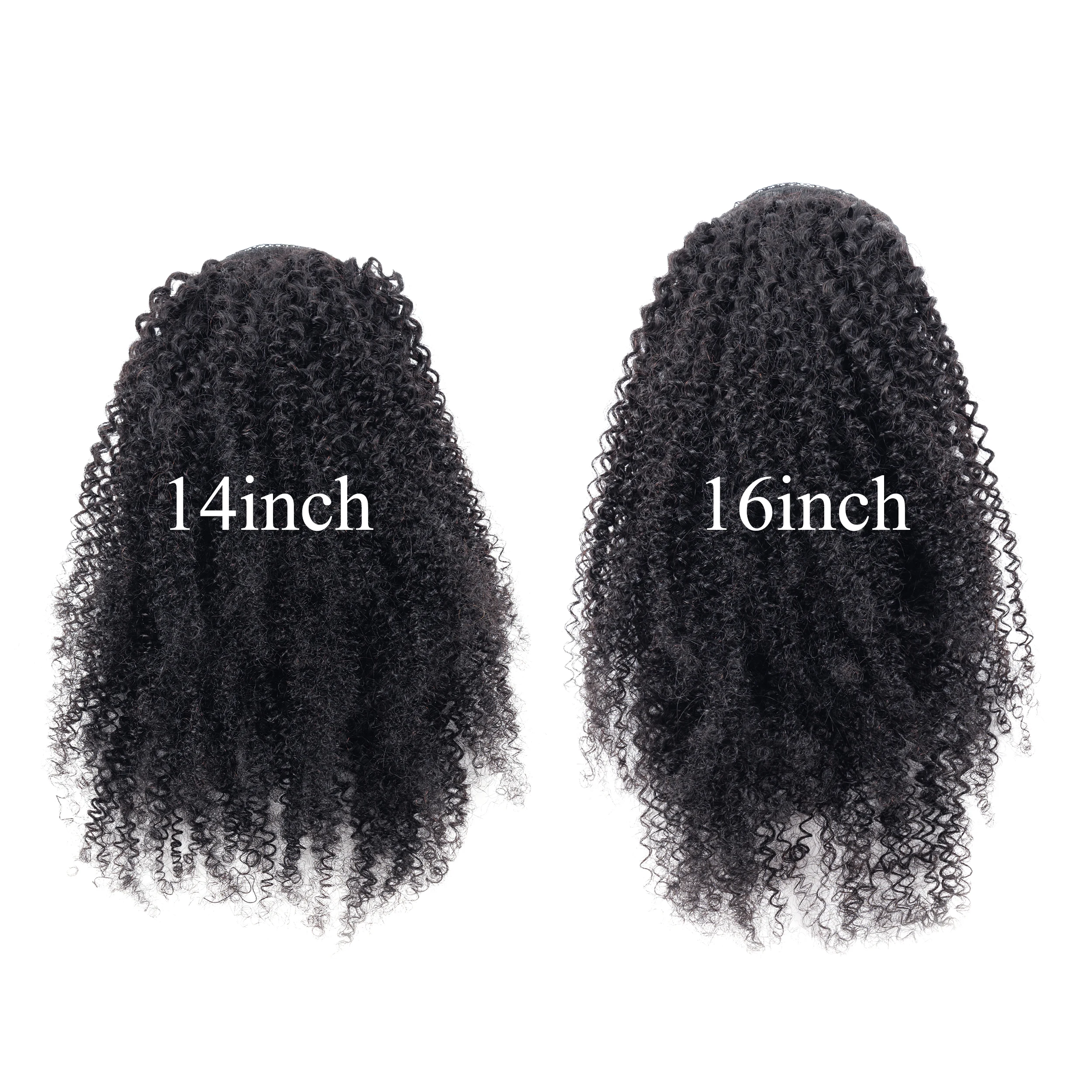 Full Thickness 3C Afro Kinky Curly Raw Hair Weaves One Donor Human Hair Drawstring Ponytail With Easy Combs