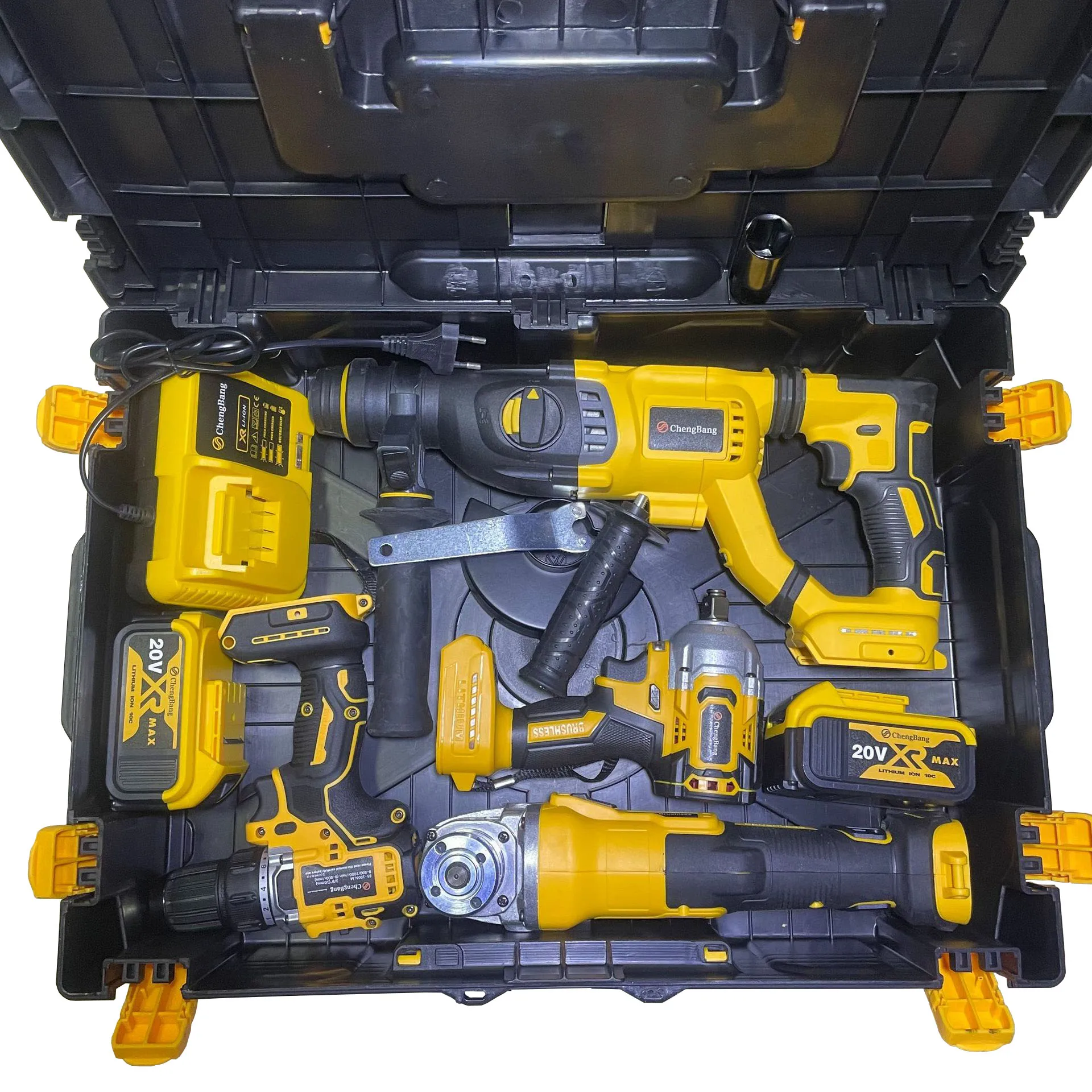 Kits de ferramentas elétricas martelo elétrico portátil broca impacto sem escova ângulo moedor chave sem fio 4 pçs conjunto combinação ferramentas ama
