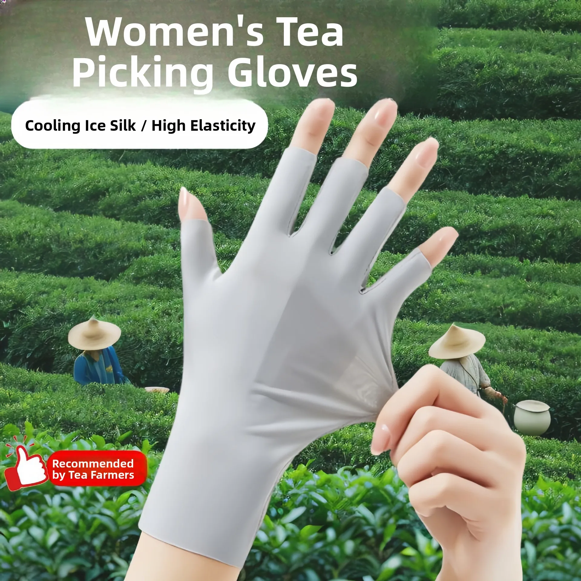 Sun Protection Ice Silk Gloves for Women Thin Breathable Half Finger Gloves for  Bike Riding And Nail Beauty