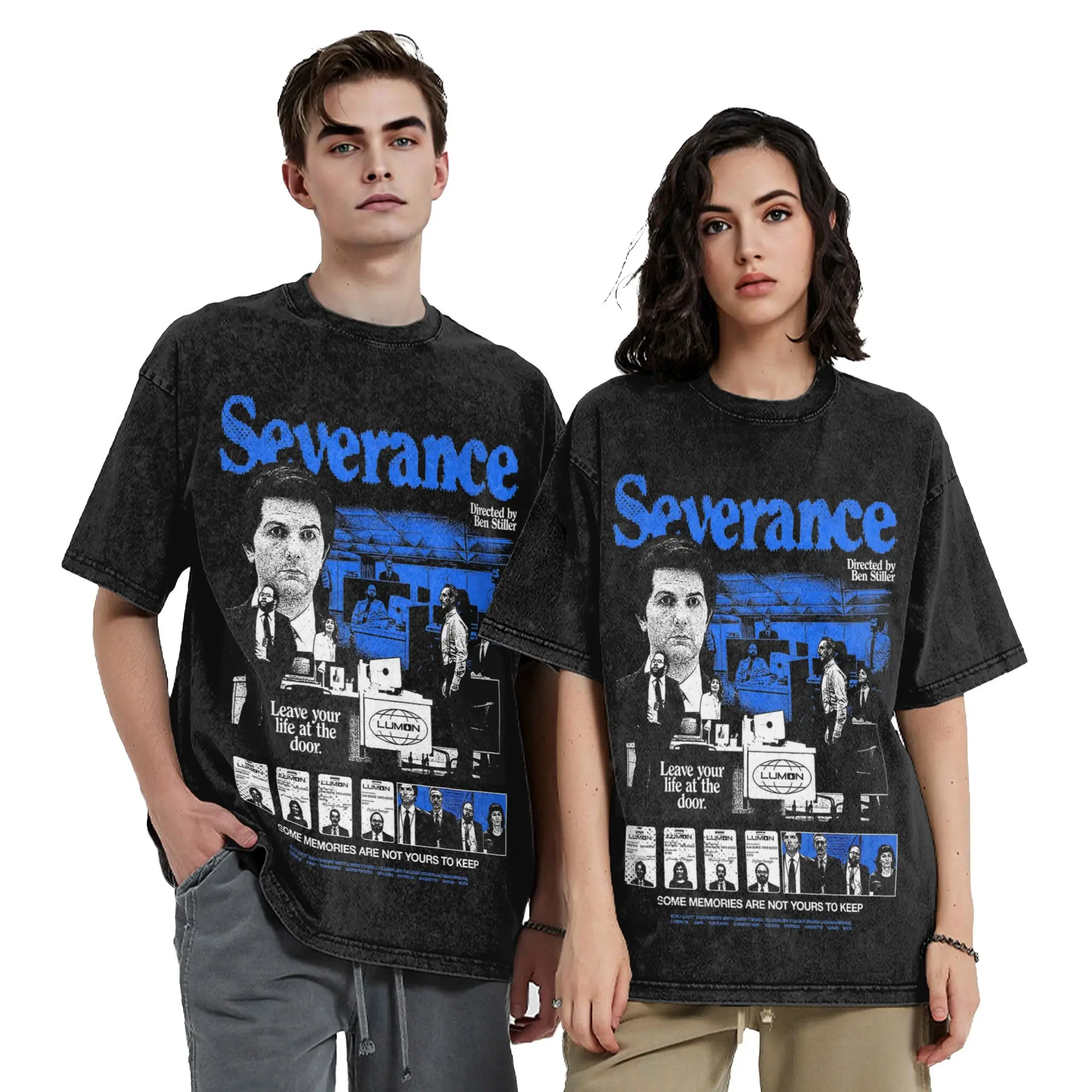 Washed T Shirts Severance Lumon Industries Logo Movies Cover Hip Hop Retro T-Shirts Oversize Streetwear Tops Tees Men Women