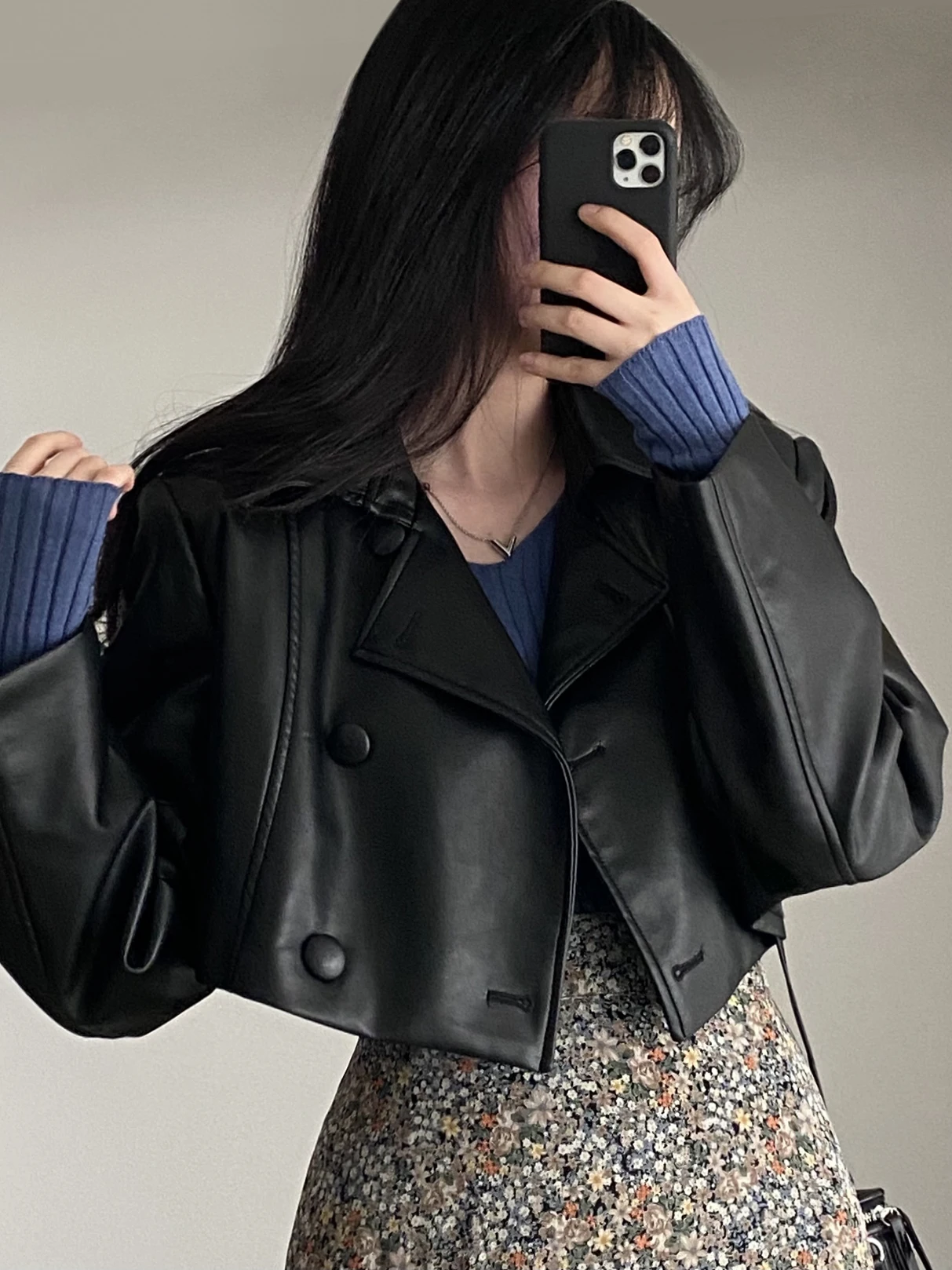 Chic ort PU cuero rompevientos abrigo coreano Sle suelta ajuste calidez mujer Faion Otoño Invierno nueva llegada Ele Splici...