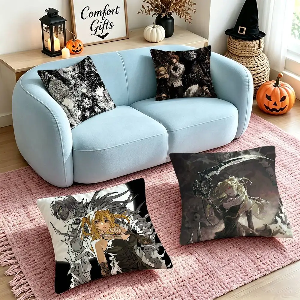 Anime D-Death Note  Square Double-Sided printed Pillow Case Bedroom Bedside Pillow Sofa Cushion Cover