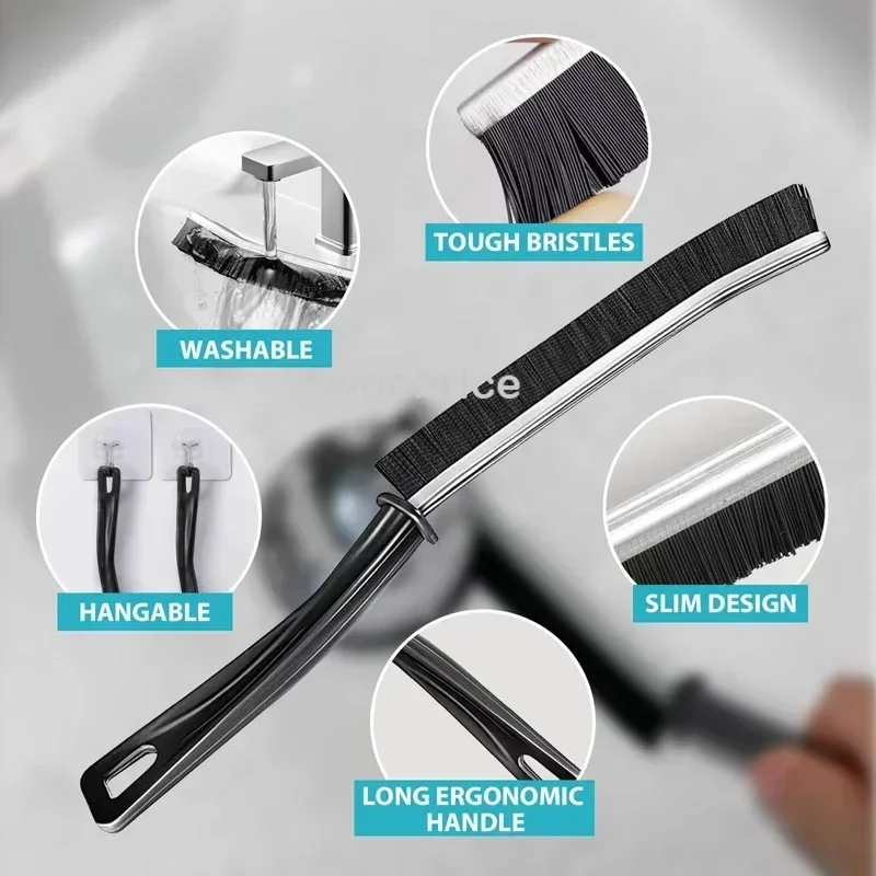 Hard-Bristled Crevice Cleaning Brush Gap Cleaning Brush Tool All-Around Stiff Angled Bristles for Bathroom Kitchen Cleaning Tool image 4