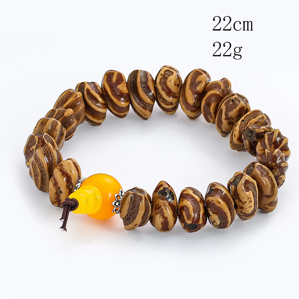 Buddhism Meditation Linden Bodhi Seed Irregular Spacer Bead Rosary Bracelet Mascot Amulet Healing Bangle Men Women Wrist Jewelry