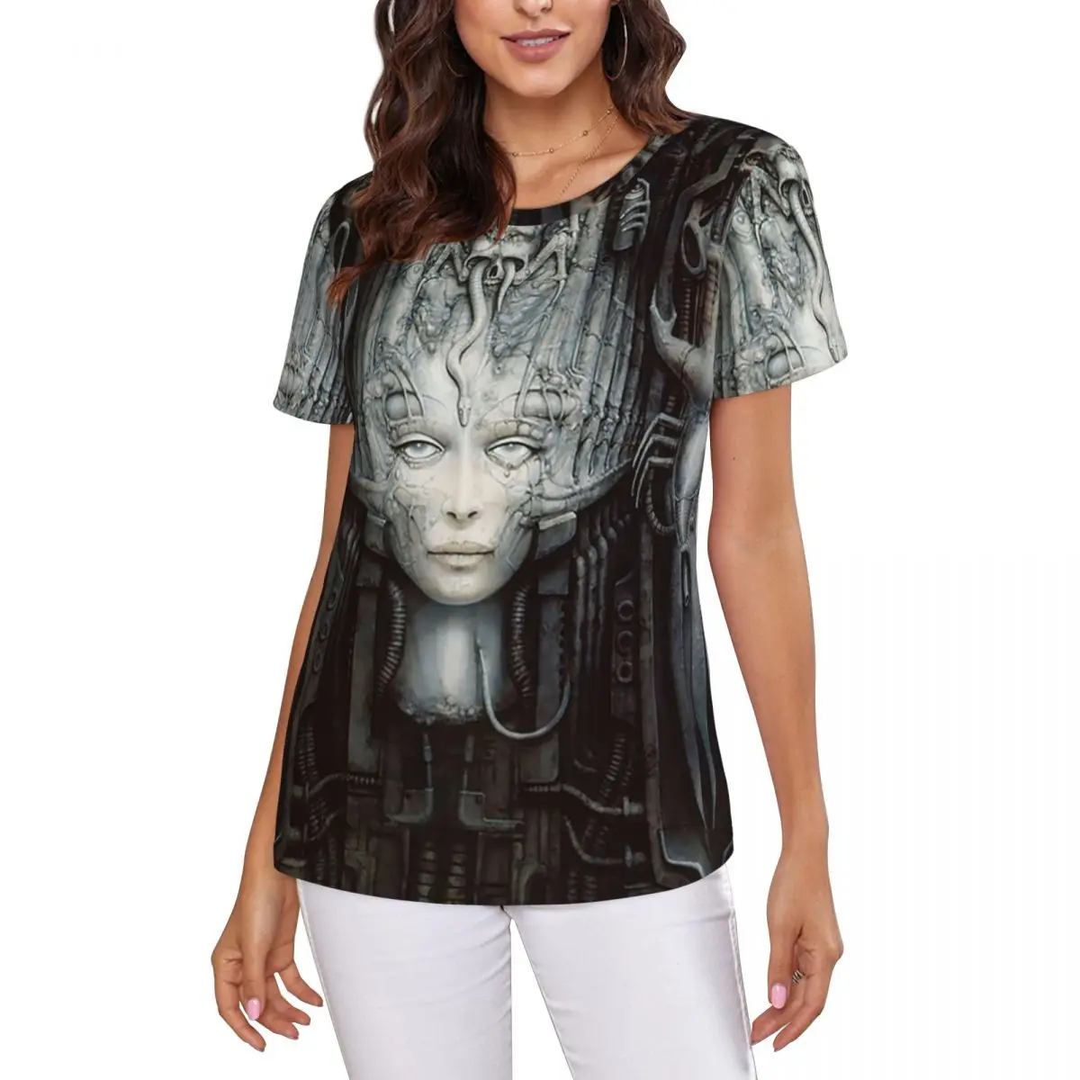 

Hr Giger - Li - Painting T-Shirt Women Short Sleeve T Shirts Round Neck Clothing Cotton Summer Tees Streetwear