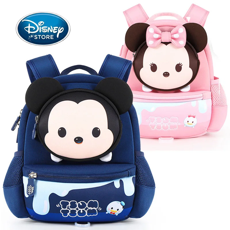 Disney 2-6 Year Old Baby Kindergarten Backpack Cartoon Minnie Mickey Schoolbag Preschoolers Anti Loss Bags Cute Winnie the Pooh