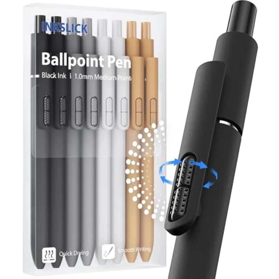 8 Pcs Black Ballpoint Pens - 1mm Medium Point Black Ink Pens Smooth Writing Ball Point Pen for Men Women Classic-8 pcs