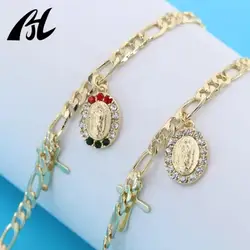 Glasp Figaro Chain & Link Bracelets the Virgin Mary & Cross