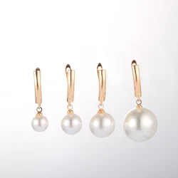 585 Rose Gold Color Chic Earrings For Women Girls White Pearl Drop Dangle Earrings Party Wedding Jewelry Gifts Wholesale LGE360A