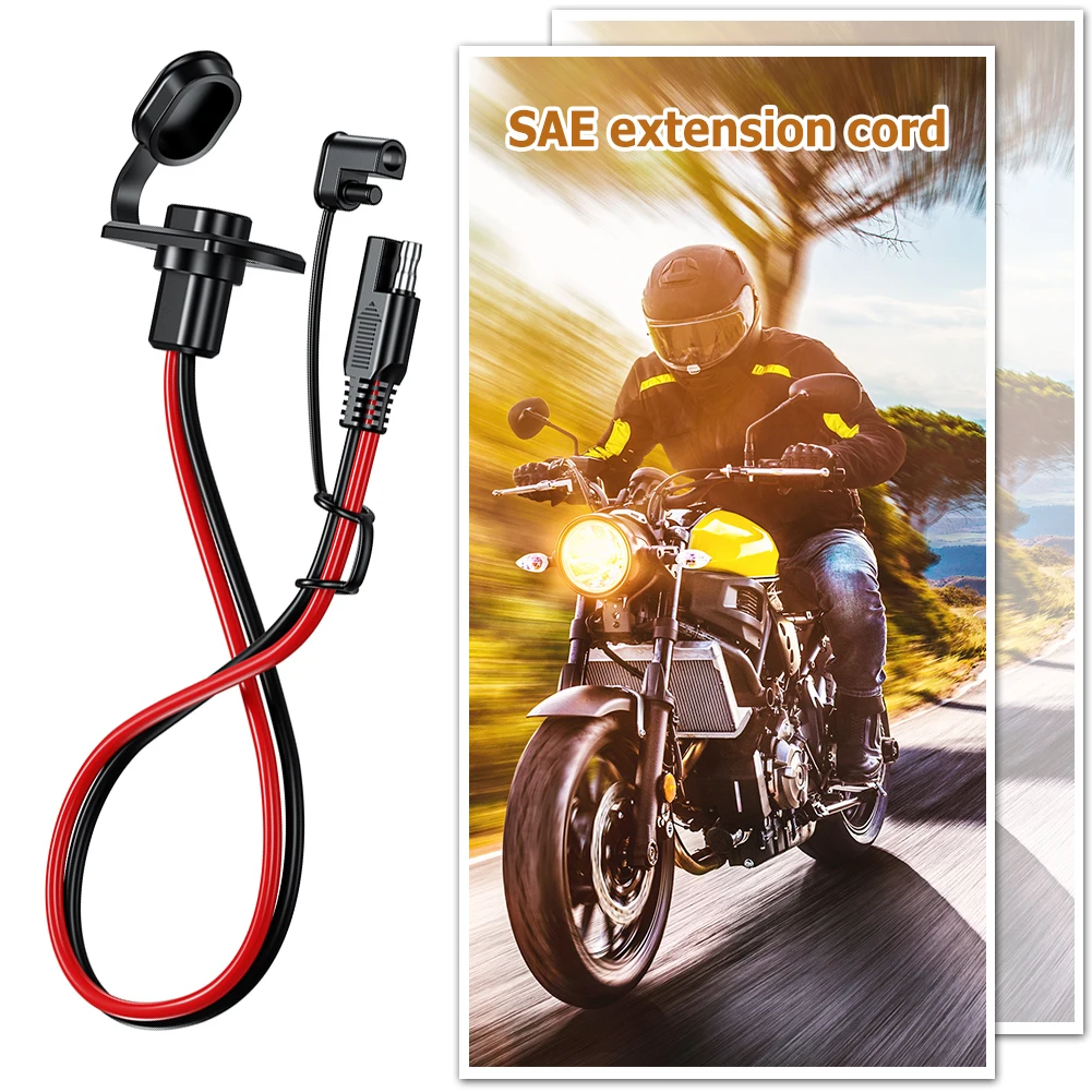 DIY 12AWG 30CM SAE Power Socket SAE Waterproof Quick Connect Panel Mount Universal Flush-Mountable Connector for Moto Battery
