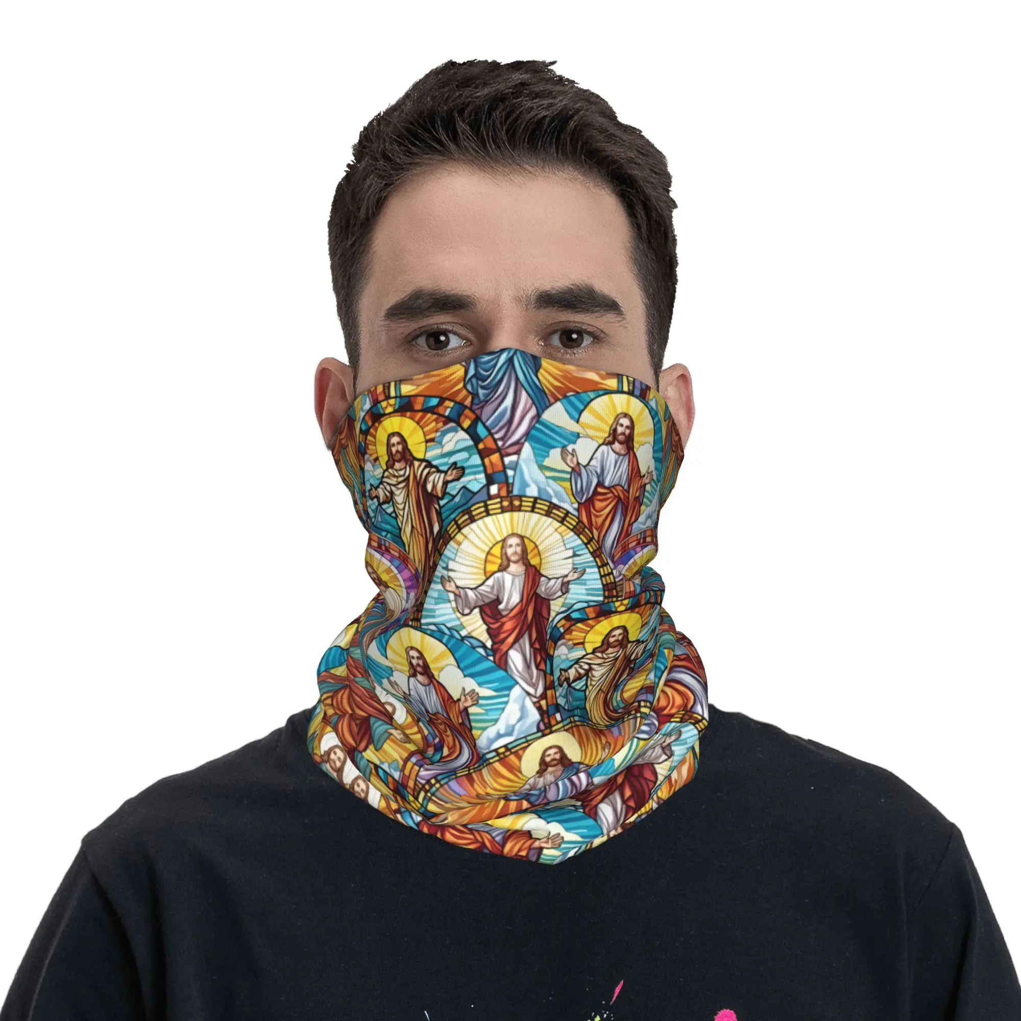 Christ Religion Faith Jesus   Bandana Neck Gaiter Windproof Face Scarf Cover Women Men  Headwear Tube Balaclava