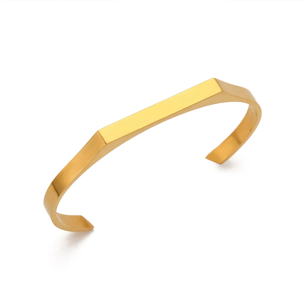 eManco Classic Open Bracelet Minimalist Stainless Steel Gold Plated Men\'s Bracelet Wholesale