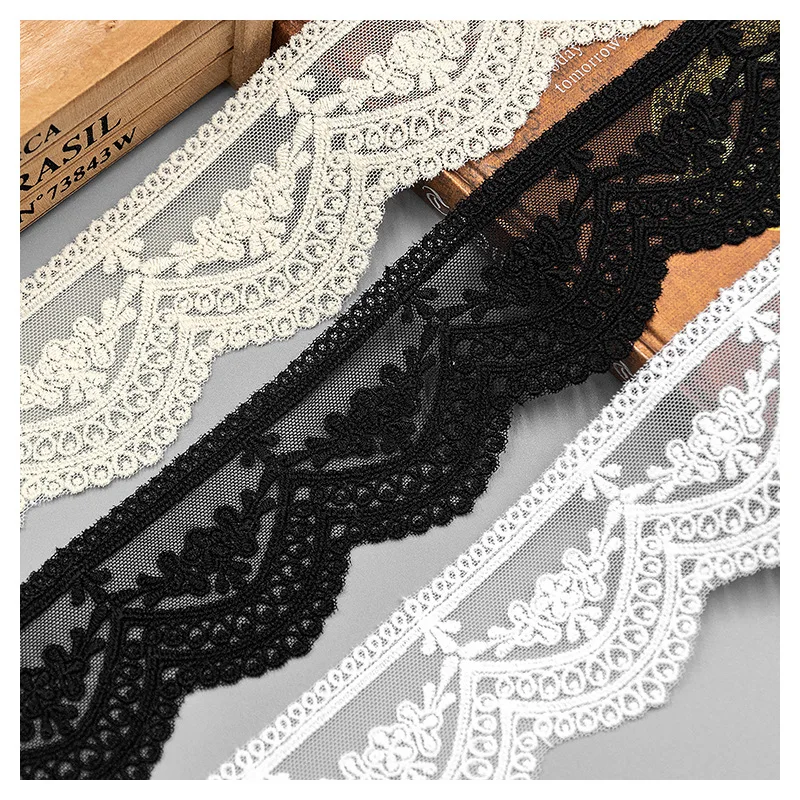 

2Yards 5.5cm wide Fashionable pure cotton white black beige mesh lace embroidery home decoration clothing accessories