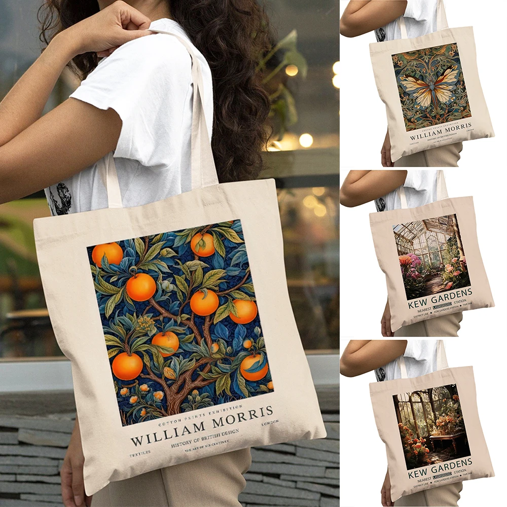 

Vintage William Morris Women Big Shopper Bag Exhibition Butterfly Art Lady Shopping Bags Big Capacity Girl Shoulder Tote Handbag