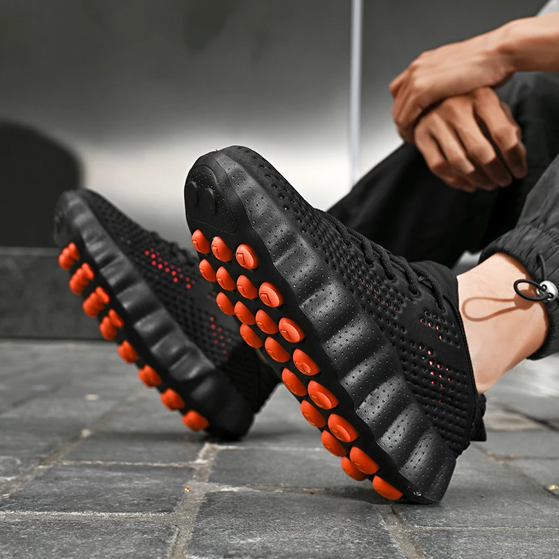 Herren-Wanderschuhe mit dicker Polsterung, atmungsaktive Mesh-Sneaker, Massage-Sohle, rutschfeste Schnürschuhe, lässige Sportschuhe. – Detail 8