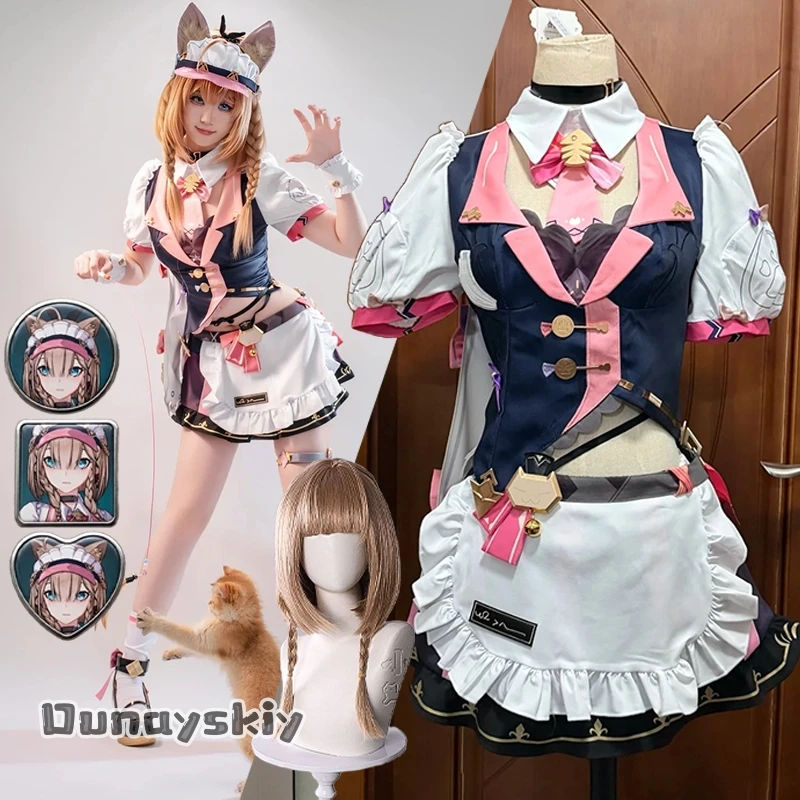 

Cosplay Pardofelis KAWAII Coffee Maid Dress Cat Costume Game Honkai Impact 3 Character Roleplay Outfit Halloween Party Dress Up