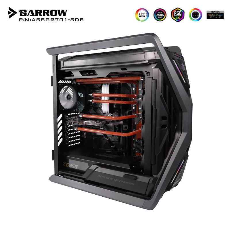 Barrow Distro Plate For ASUS ROG HYPERION GR701 Watercooler Waterway Board Dual 360/420 Radiator Soluiton 5V ARGB ASSGR701-SDB