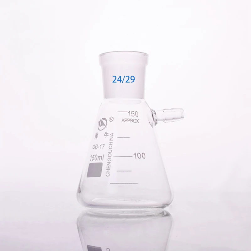 Frasco triangular com tubos laterais, filtro Erlenmeyer garrafa, filtragem, boca à terra, 50ml, 100ml, 5000ml, 5000ml, 24, 29