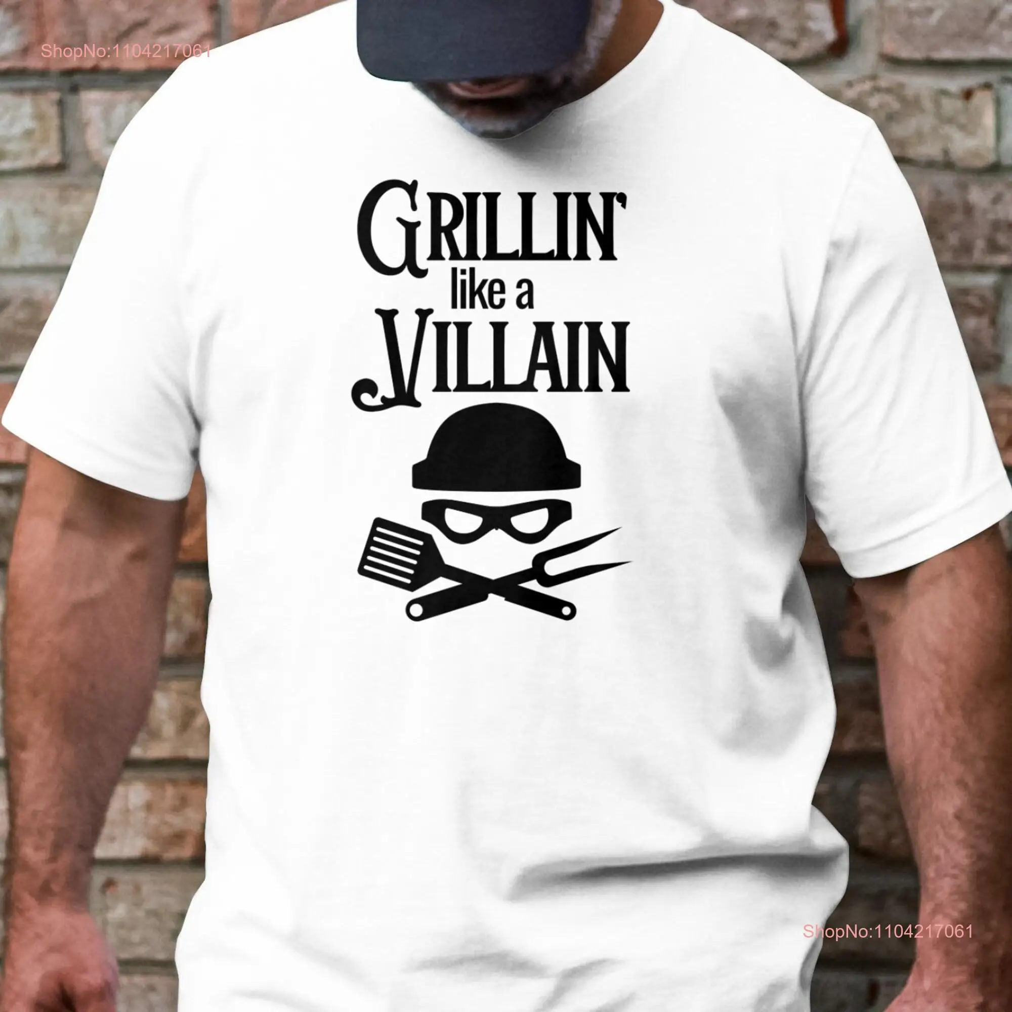 Grillin' like a Villain T Shirt Grillmaster Father's Day Ideas Dad BBQ Grill s Jokes First Time long or short sleeves