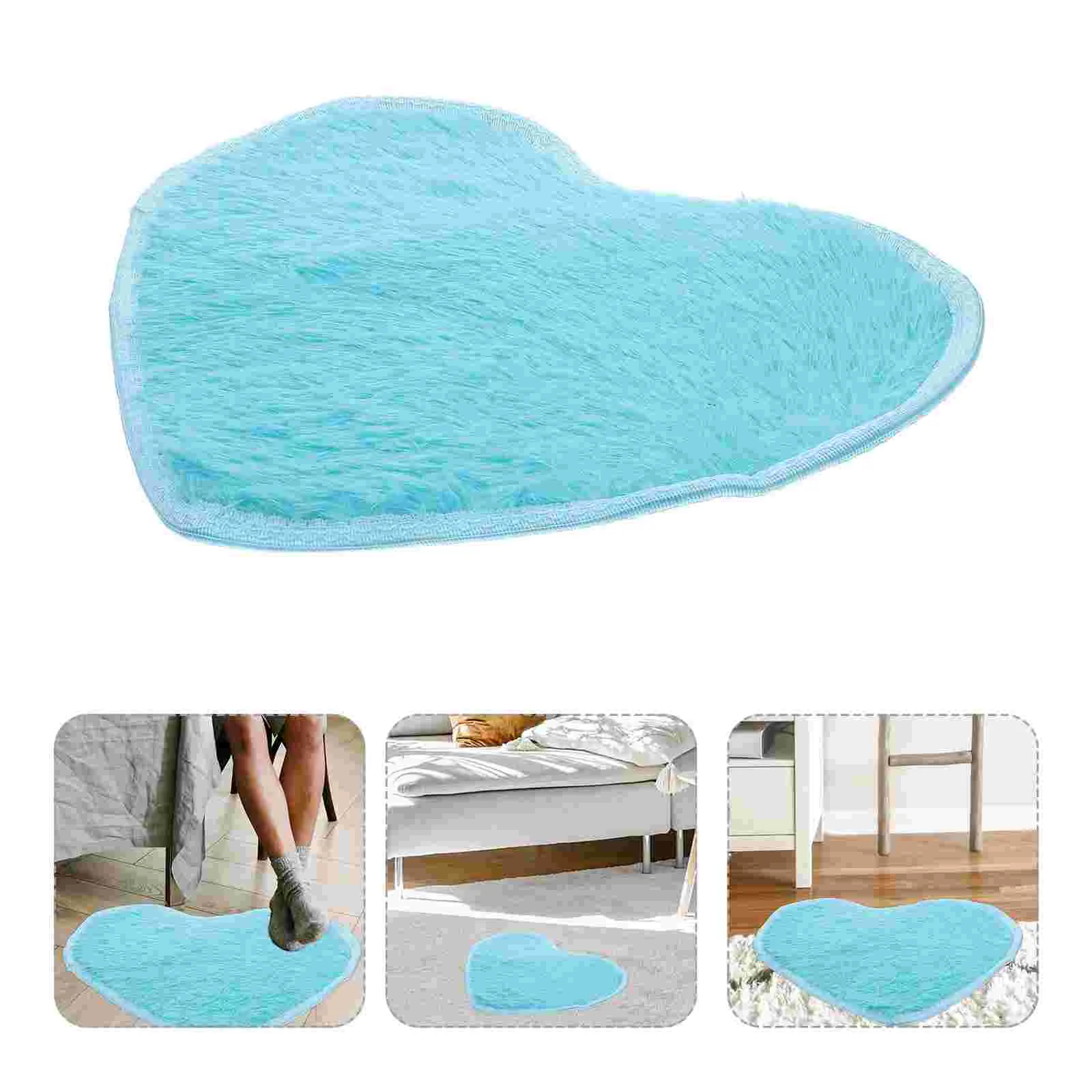 

Floor Carpet for Bedroom Fluffy Mat Non Slip Bath Washable Area Rugs Heart Heart-shaped