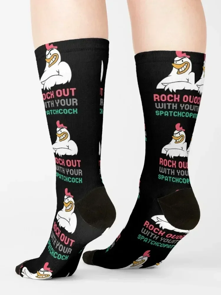 Rock Out With Your Spatchcock Chicken BBQ Socks cartoon Hiking boots Antiskid soccer Lots Men Socks Luxury Brand Women's