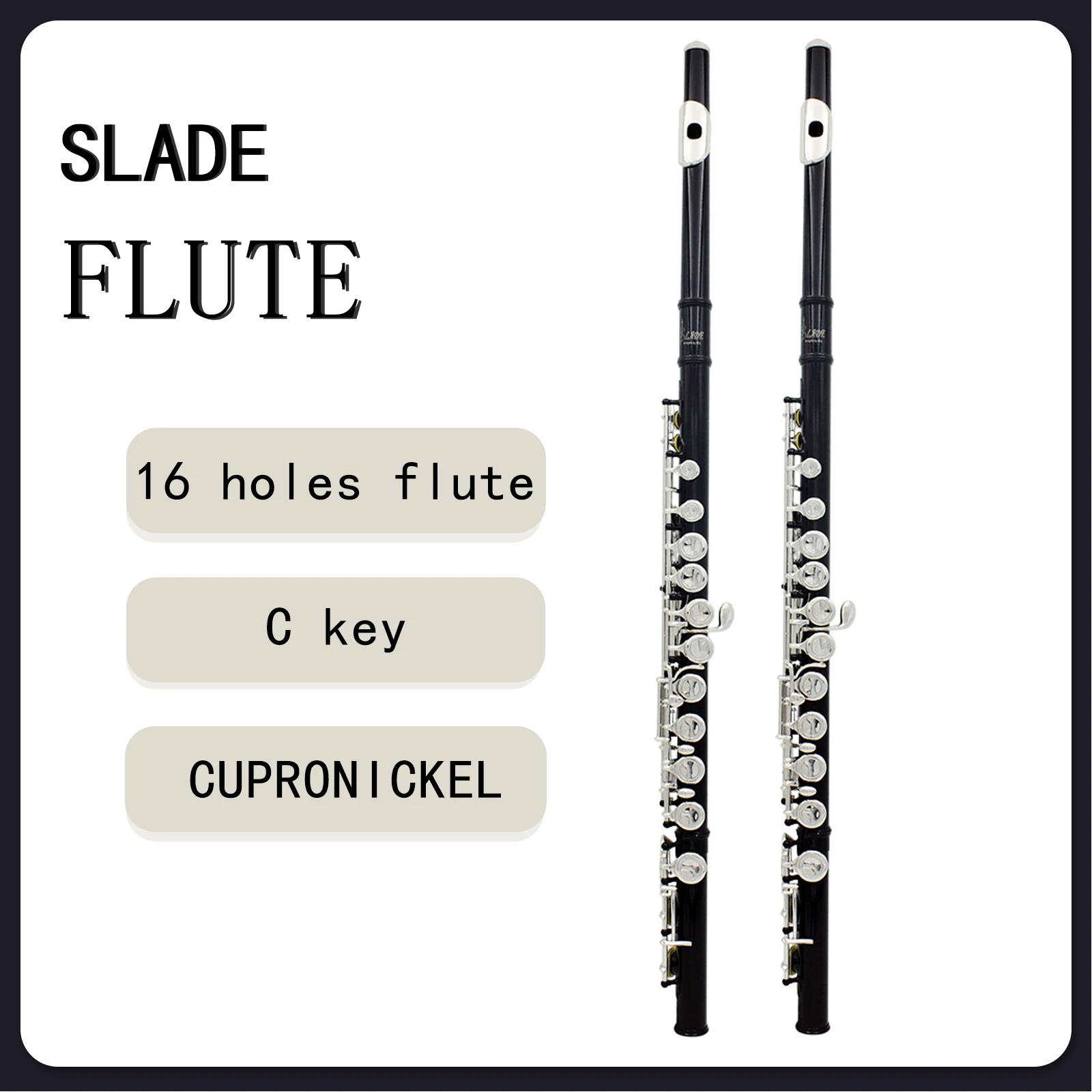 SLADE 16 فتحة الناي C مفتاح مغلق الأسود الناي cupronickel المهنية آلات النفخ الموسيقية المبتدئين الناي مع صندوق