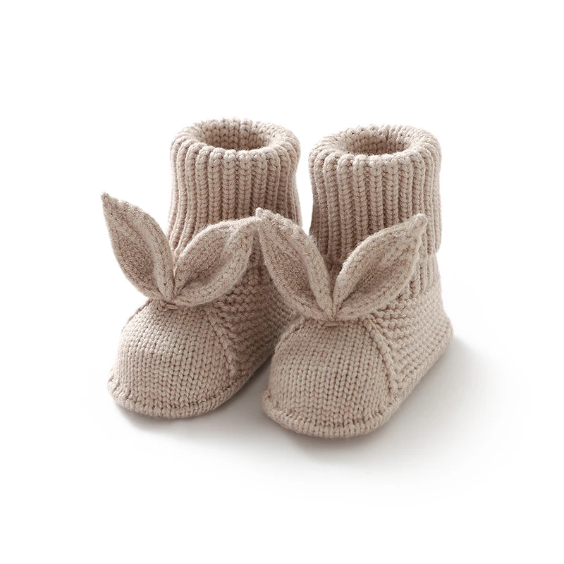 Baby Booties Shoes Cute Rabbit Ear Knit Newborn Girl Boy Crib Crawl First Walker Soft Soled Anti-Slip Infant Kids Prewalker 0-3M