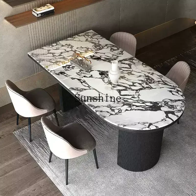 

Semicircular island marble dining table Modern simple small apartment household table