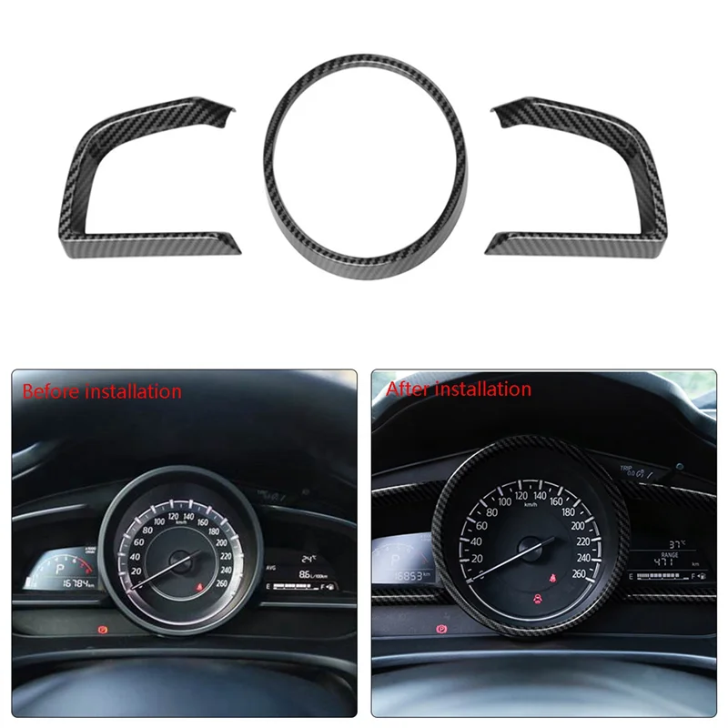 

9X For Mazda 3 Axela 2014-2018 Carbon Fiber Dashboard Interior Instrument Frame Cover Trim